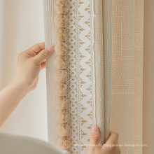 Blackout Shading French Exquisite Embroidery Lace Curtain